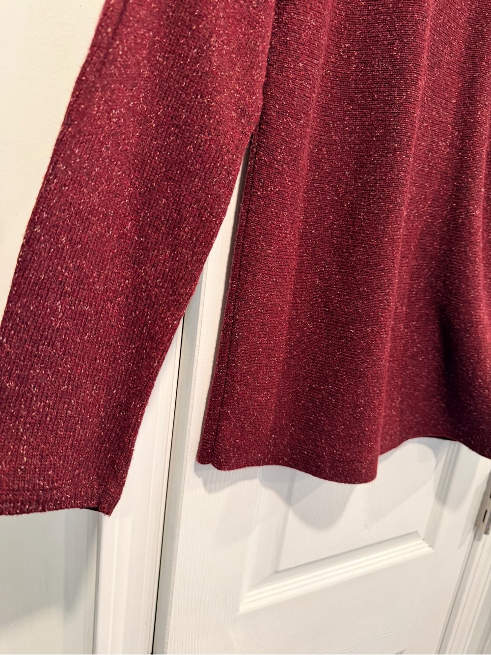 J.Jill Size S Silk Cotton Blend Burgundy Boatneck Flecked Long Sleeve Sweater - Picture 3 of 9